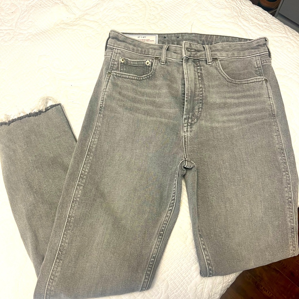 Grey straight leg slim jeans